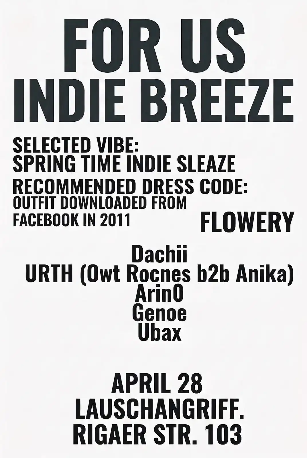 For Us: Indie breeze event poster