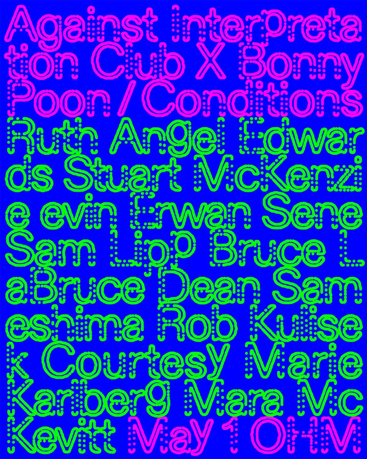 Against Interpretation Club x Bonny Poon / Conditions event poster