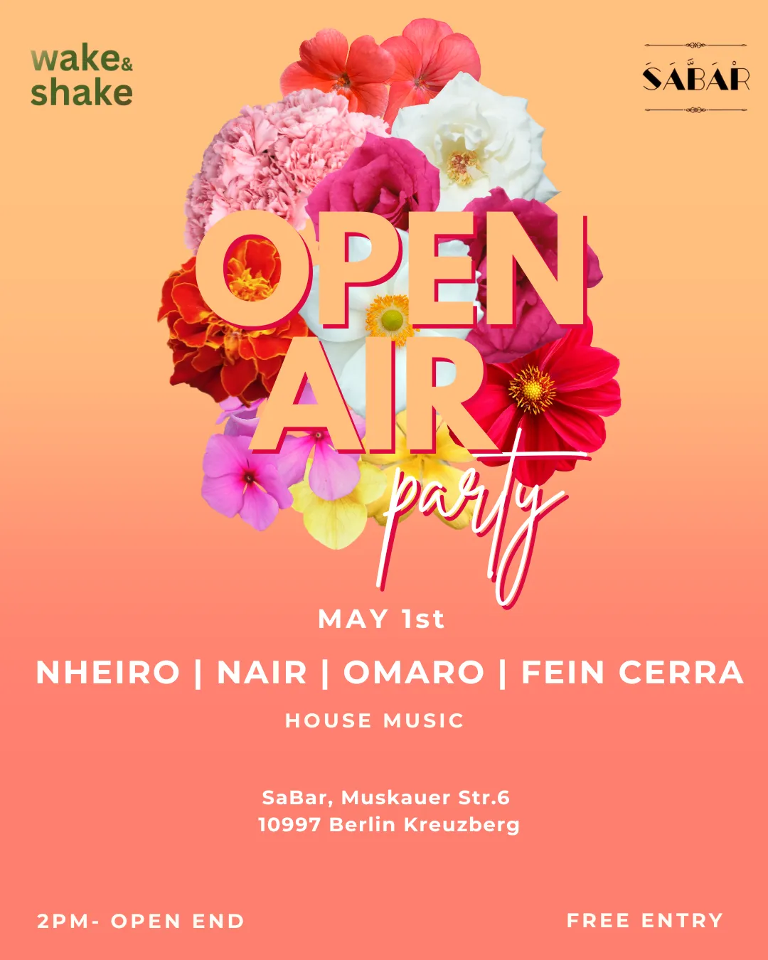 WAKE & SHAKE X Sabar - OPEN AIR PARTY event poster
