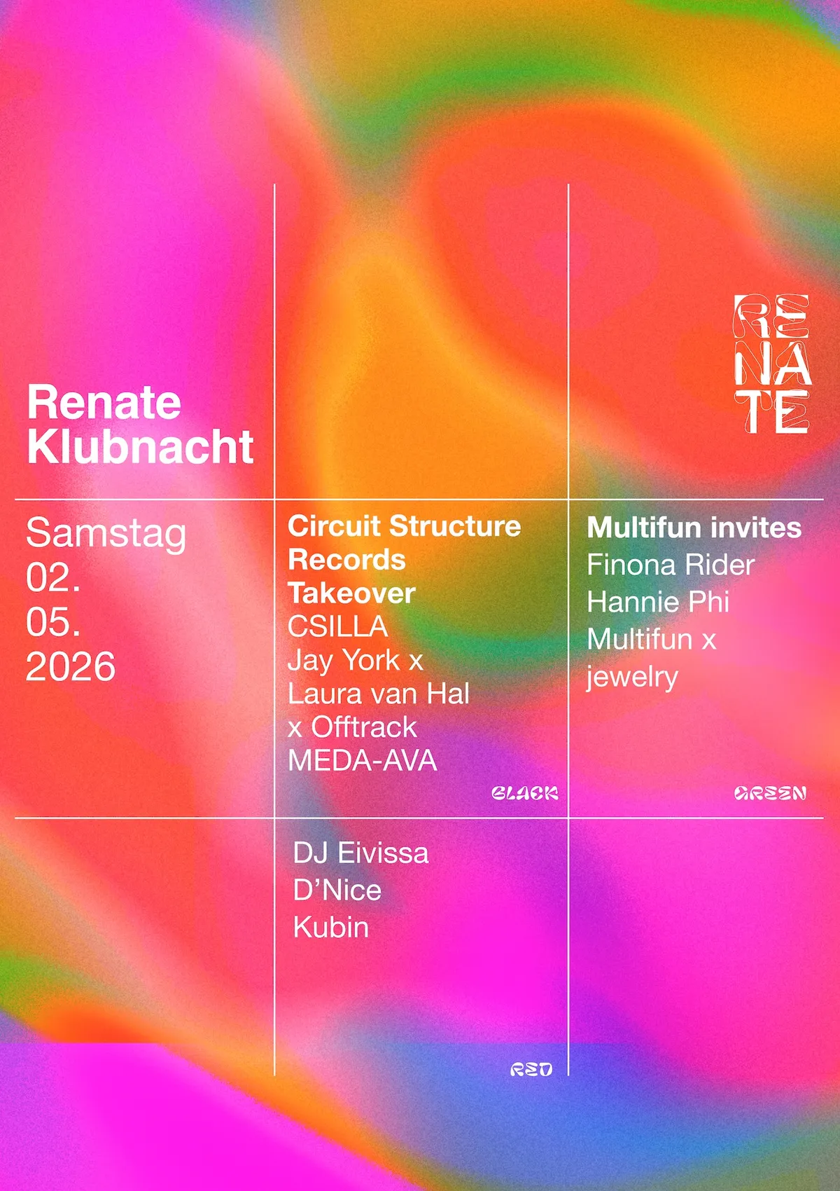 Renate Klubnacht & Free Open Air with Circuit Structure, Multifun, DJ Eivissa event poster