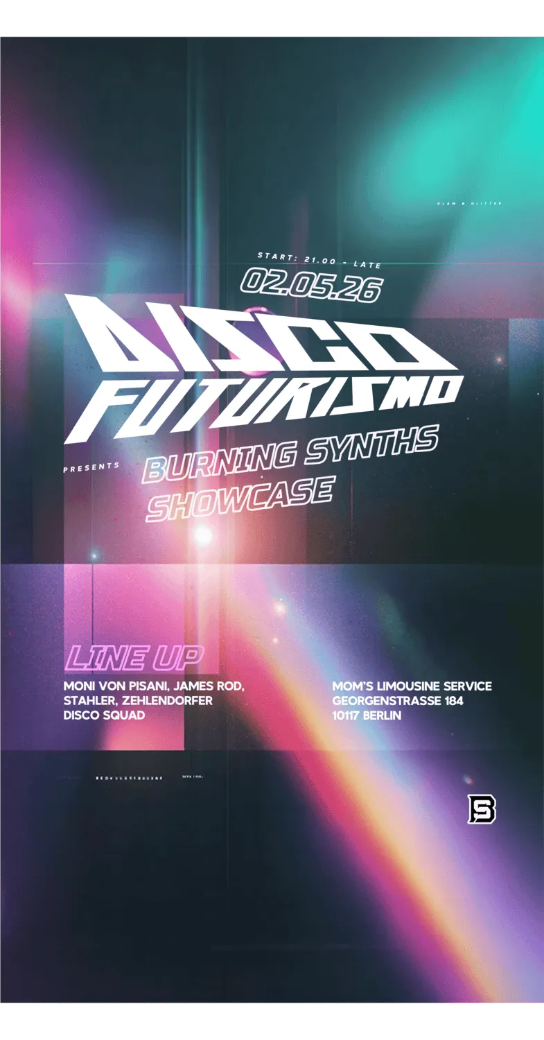 Disco Futurismo presents Burning Synths Showcase event poster