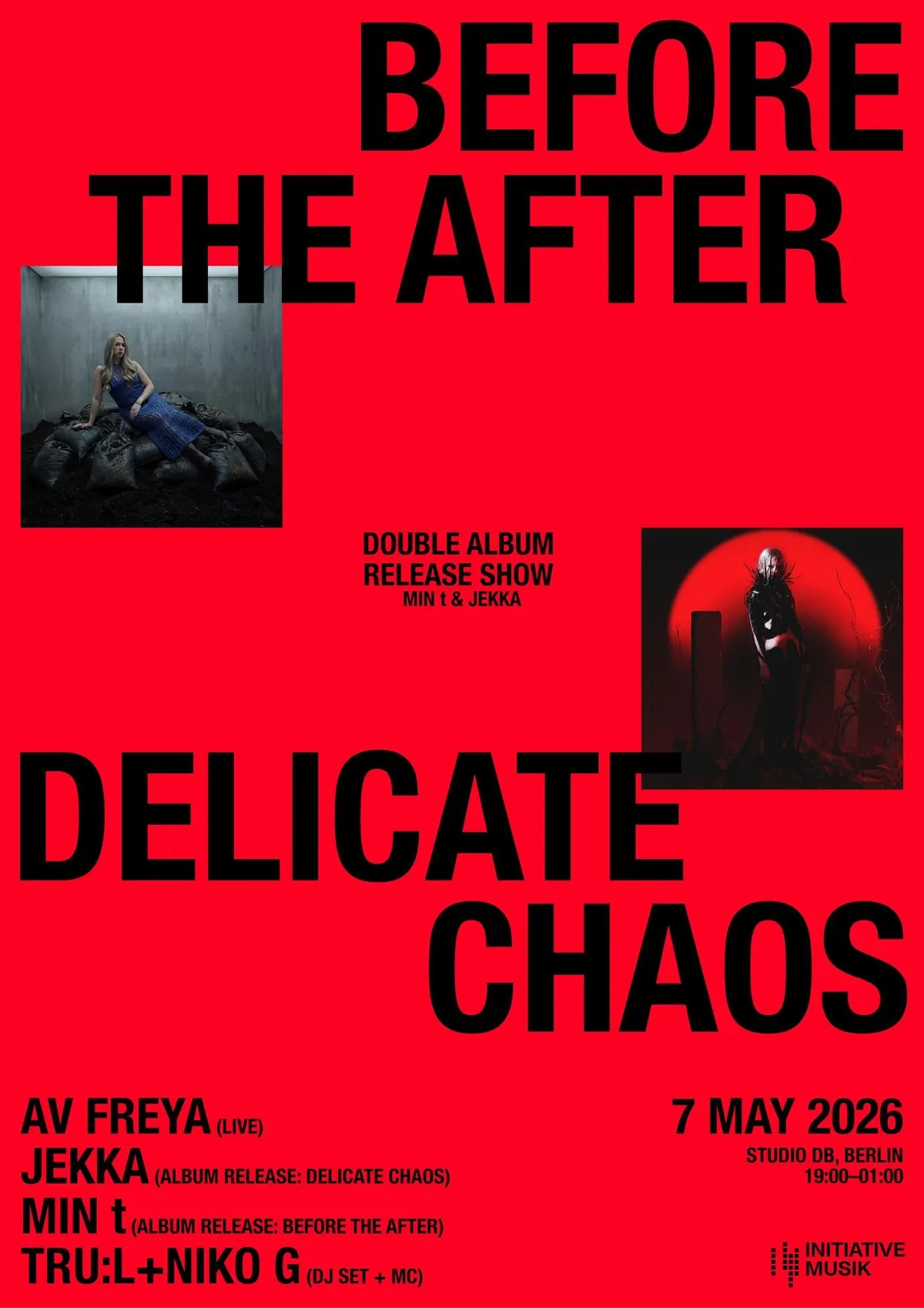 DOUBLE ALBUM RELEASE SHOW MIN t & Jekka + AV FREYA +TRU:L & Niko G event poster