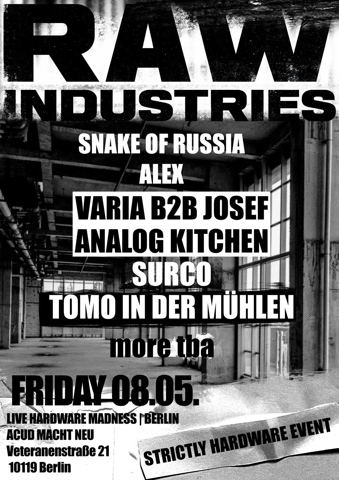 RAW INDUSTRIES BERLIN x SUPERBOOTH ANNUAL MEET event poster