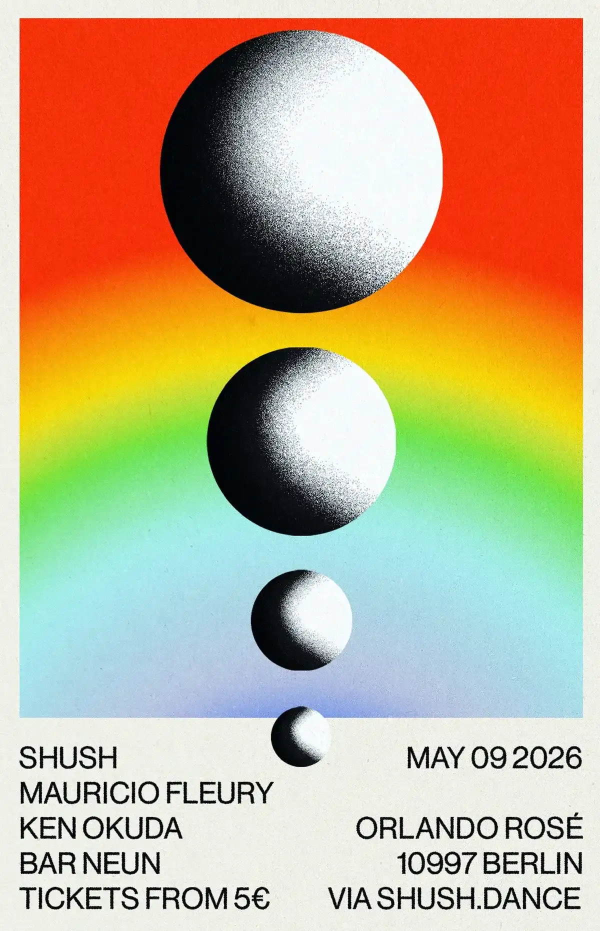 SHUSH // Mauricio Fleury, Ken Okuda, Orlando Rosé event poster