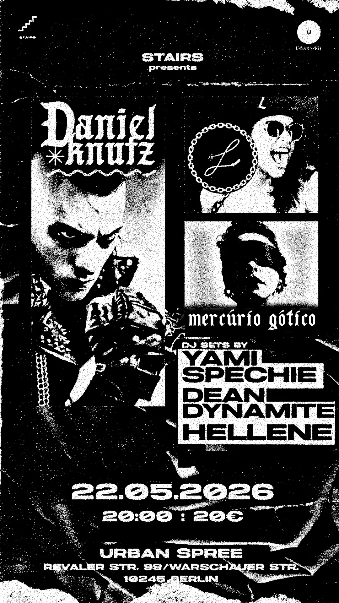 World Goth Day 2026: Daniel Knutz, L, Mercúrio Gótico, DJ Yami Spechie, Dean Dynamite & Hellene event poster
