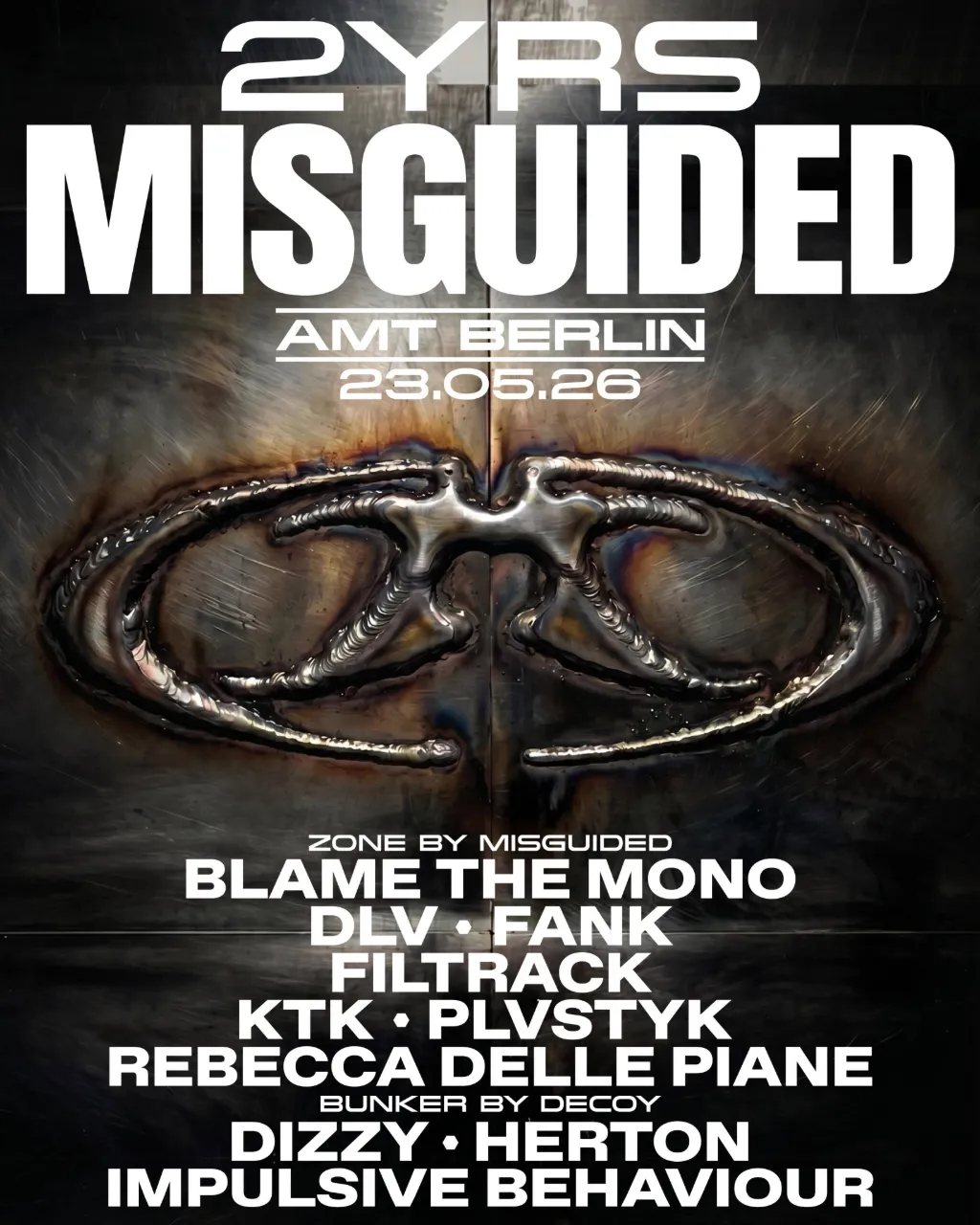 MISGUIDED 2 YRS event poster