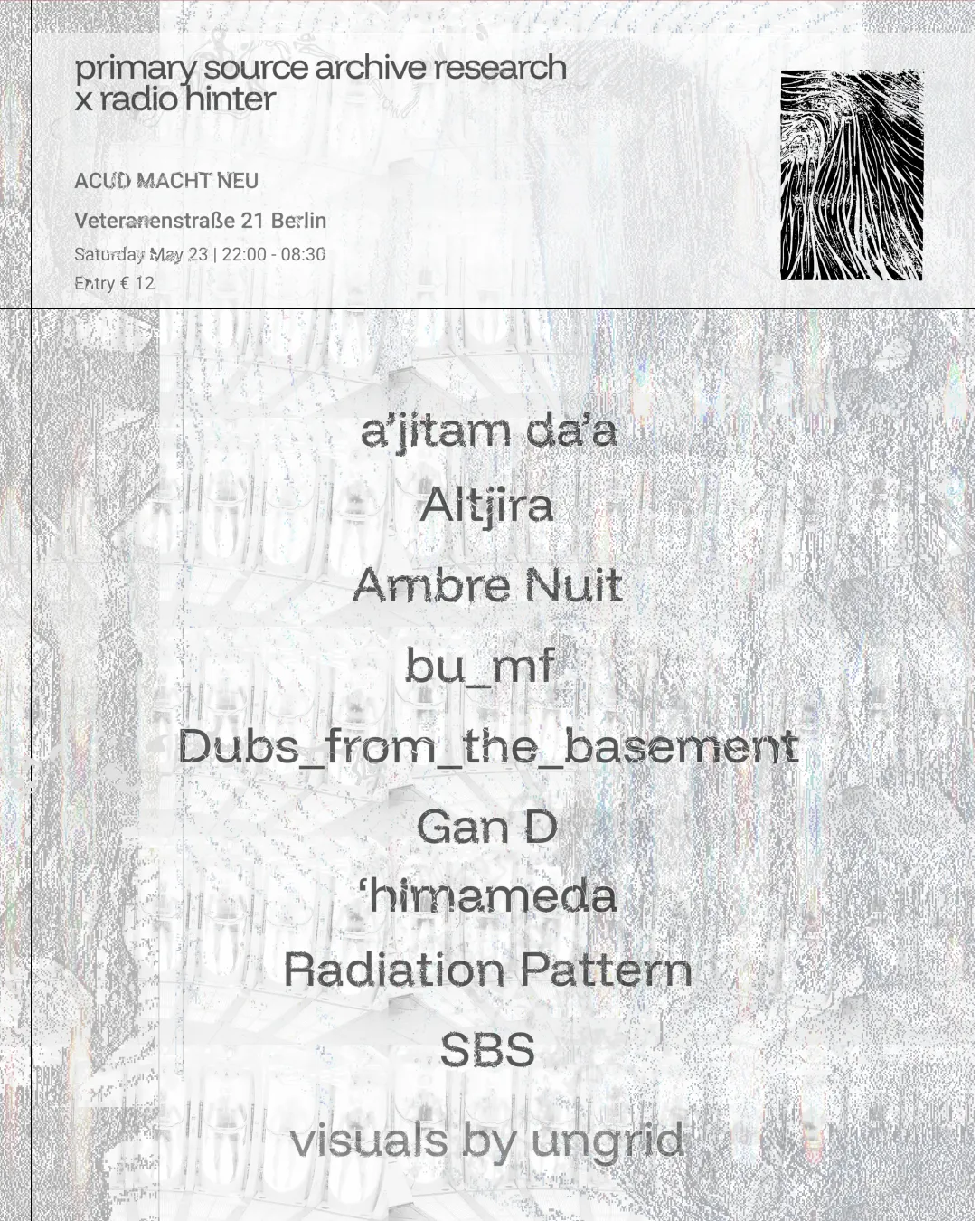 Primary Source Research Archive x Radio Hinter event poster