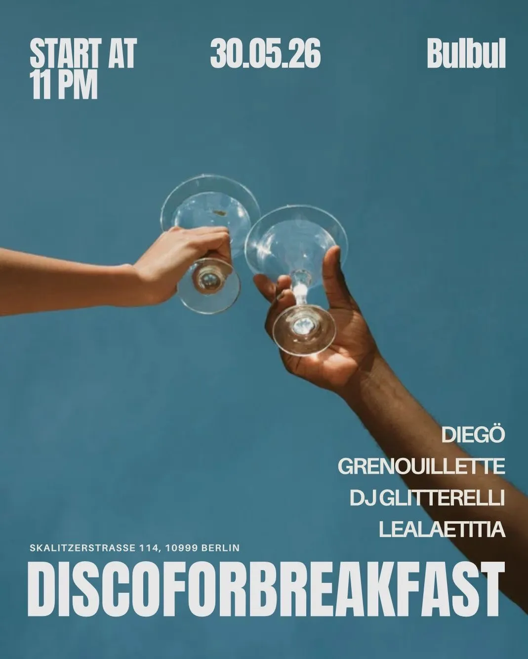 Discoforbreakfast: DIEGÖ, Grenouillette, DJ Glitterelli, Lealaetitia event poster