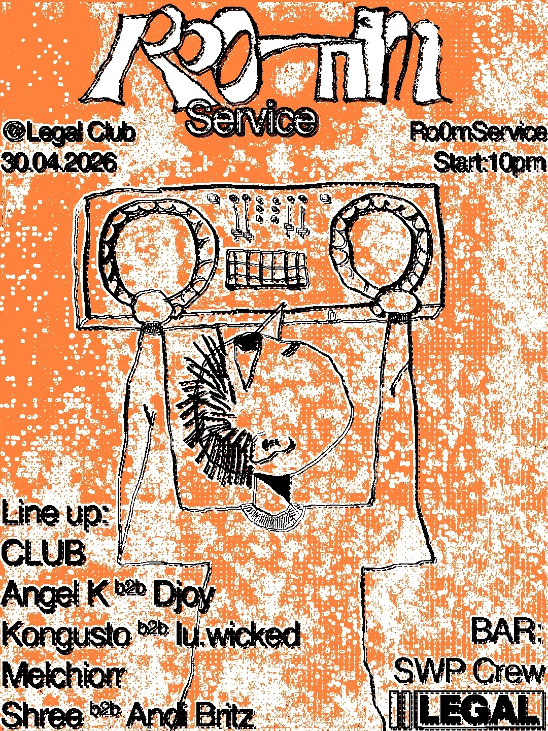 Ro0m Service Takeover Club with DJoy event poster