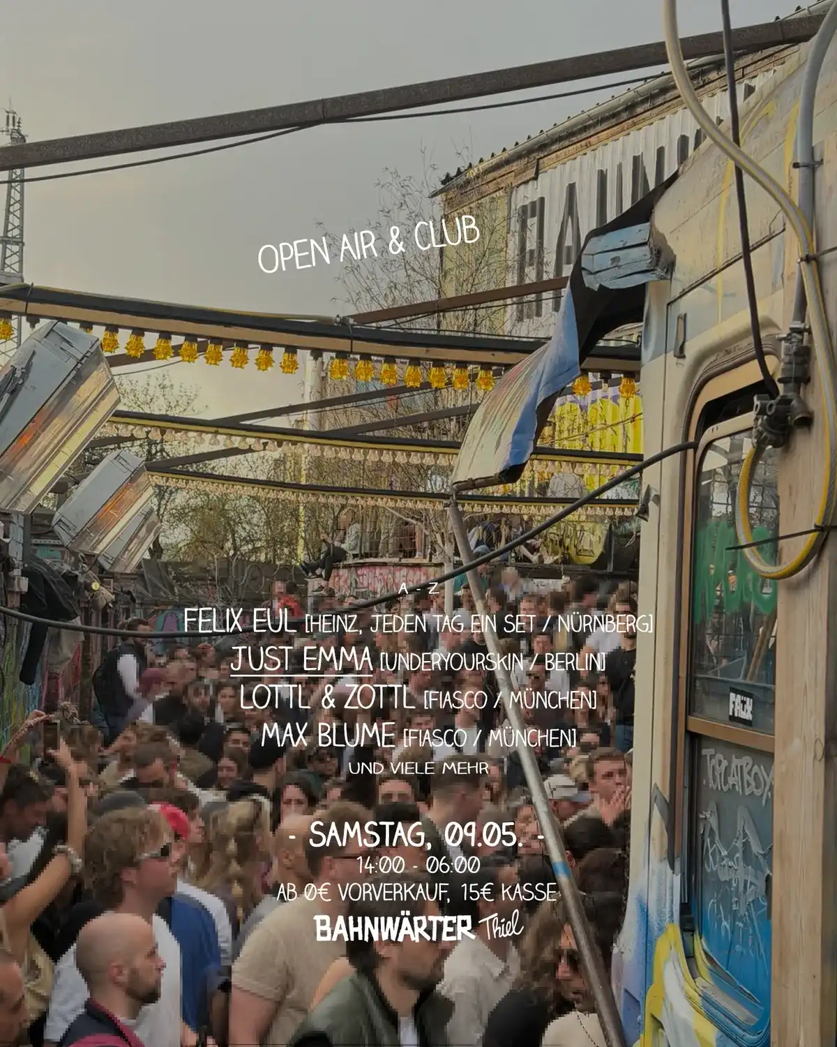 Samstag mit Just Emma – Open Air & Club | Bahnwärter Thiel event poster