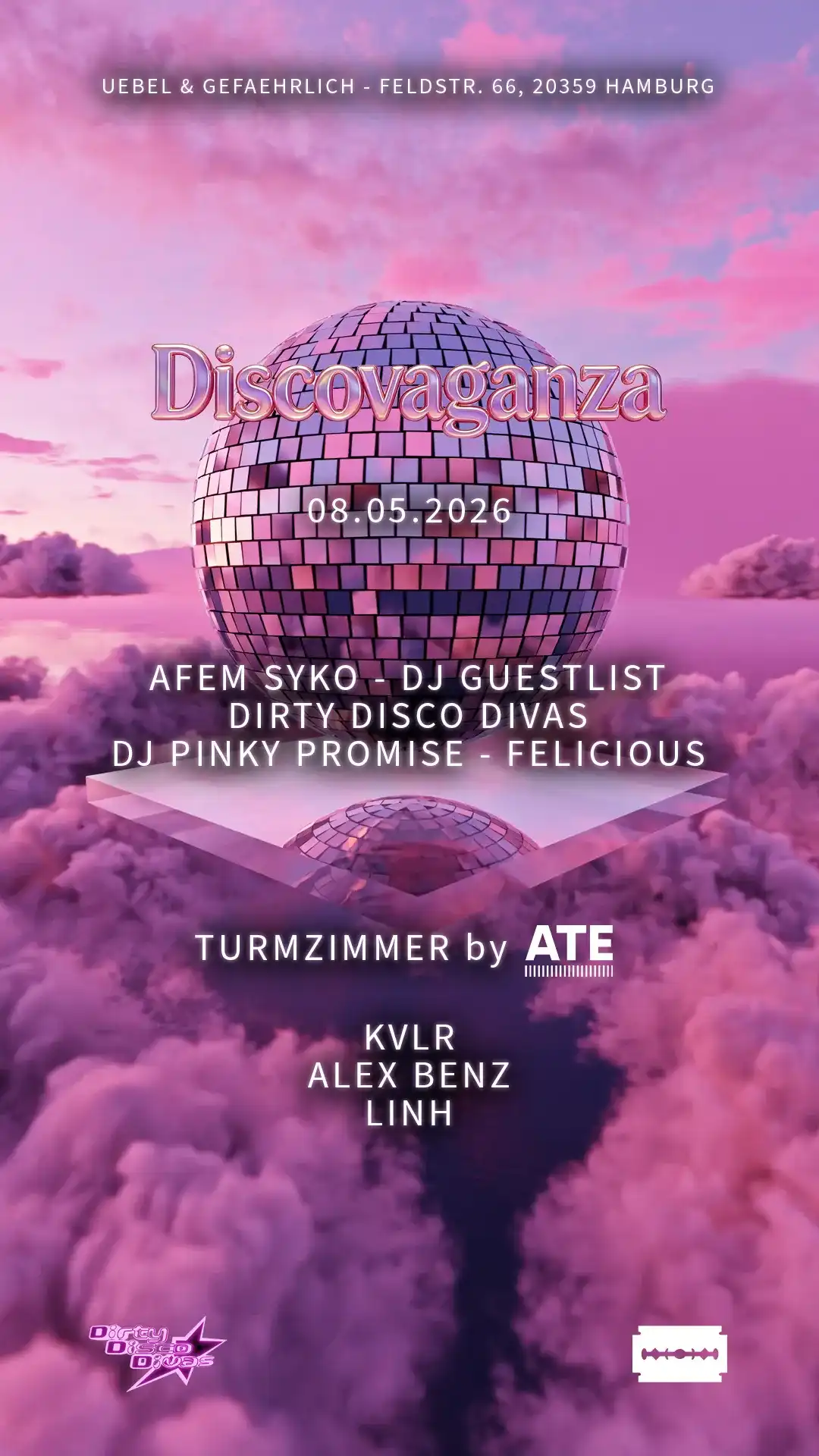 DISCOVAGANZA with AFEM SYKO I DJ GUESTLIST I DIRTY DISCO DIVAS I DJ PINKY PROMISE I FELICIOUS event poster