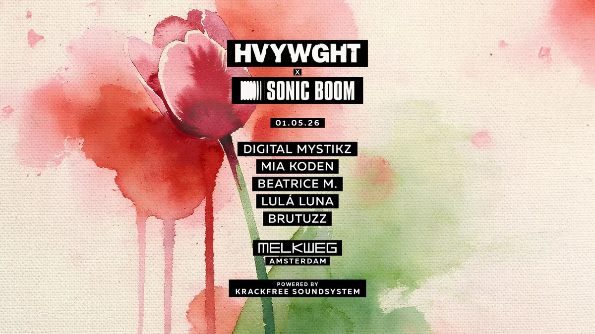 HVYWGHT x SONIC BOOM: Digital Mystikz, Mia Koden, Beatrice M event poster