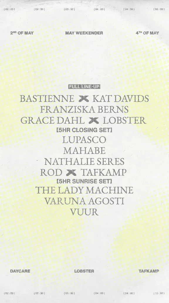 DAYCARE x Lobster x TAFKAMP Weekender event poster