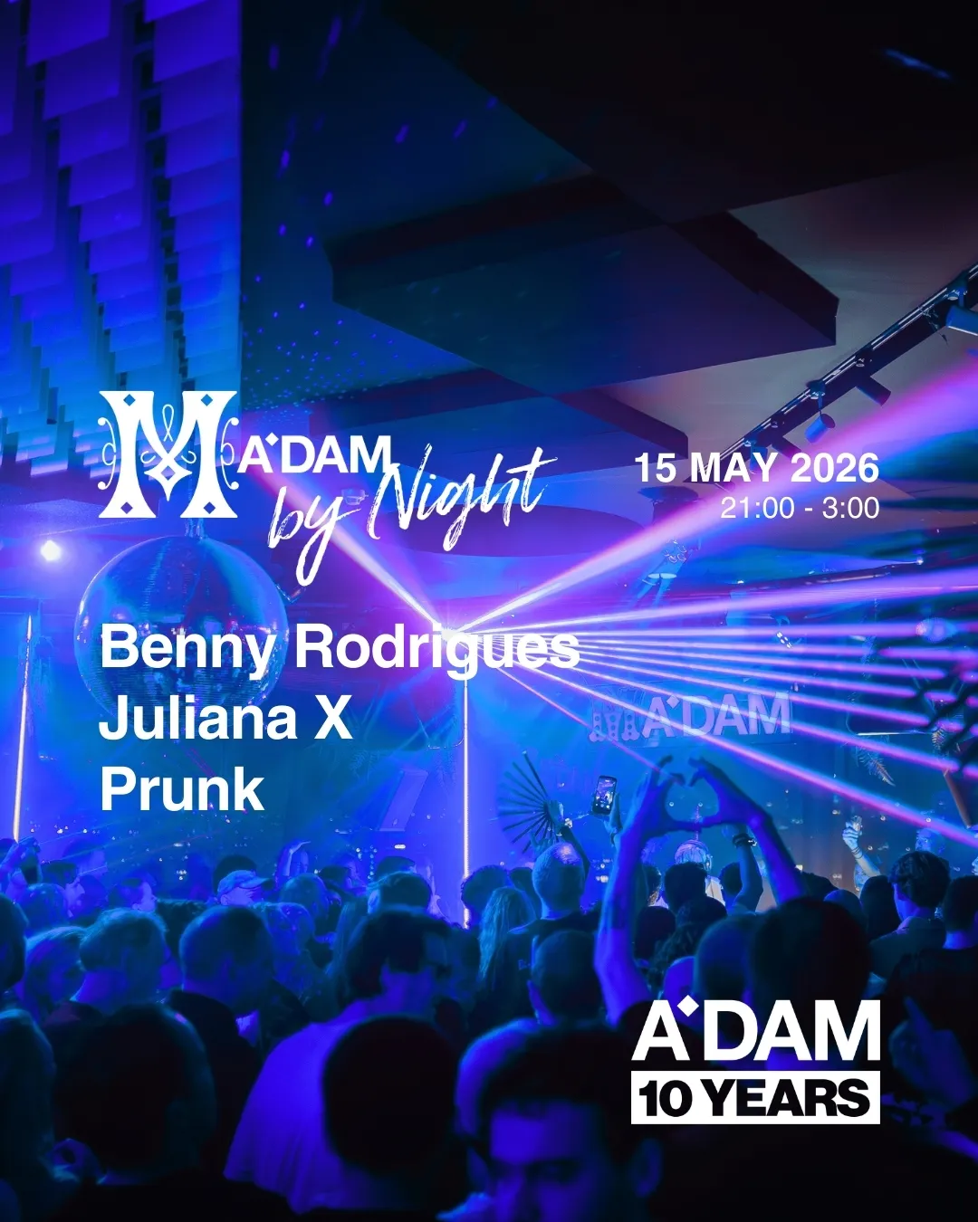 Madam by Night: A'DAM 10 Years event poster