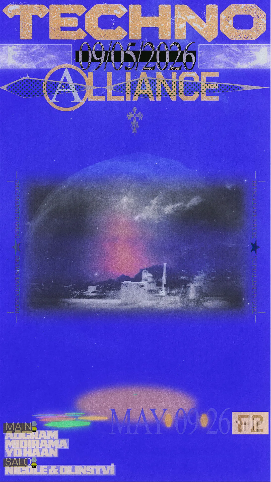 TECHNO ALLIANCE: Aöcram ☆ yo haan ☆ Midirama ☆ Nicole ☆ Olinství event poster
