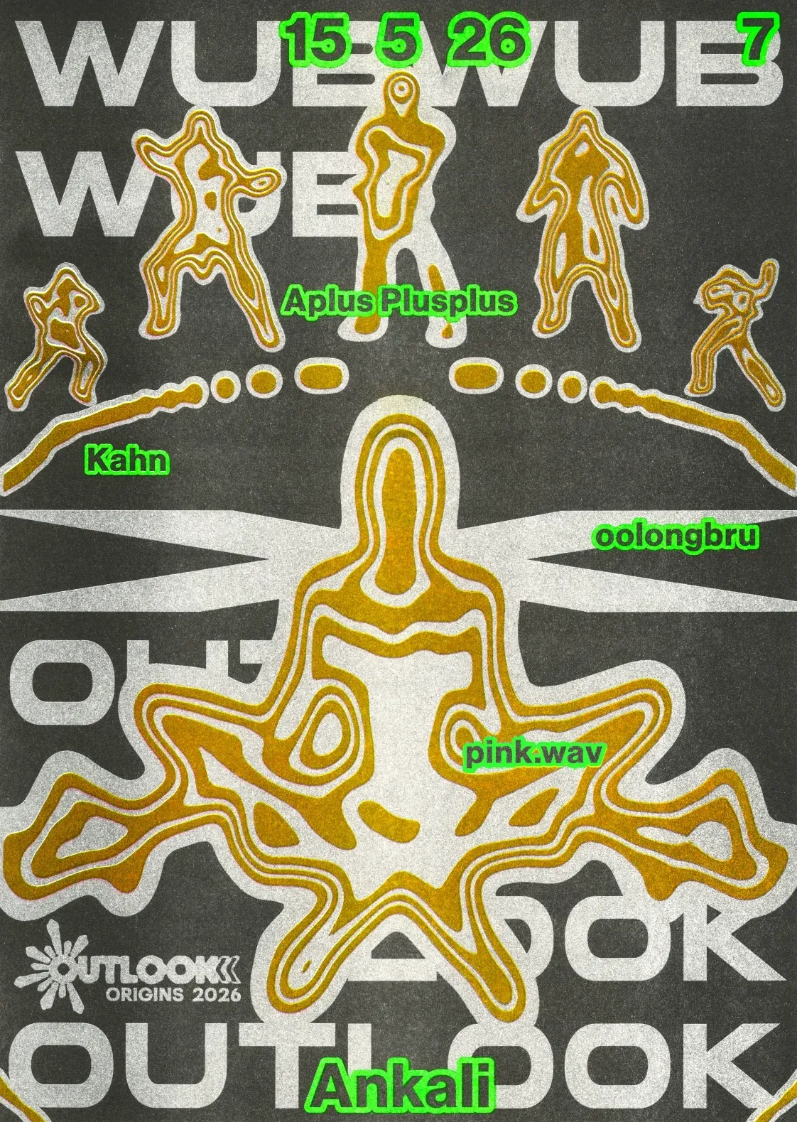 wubwub x Outlook festival: Aplus Plusplus, Kahn, Oolongbru, pink.wav event poster