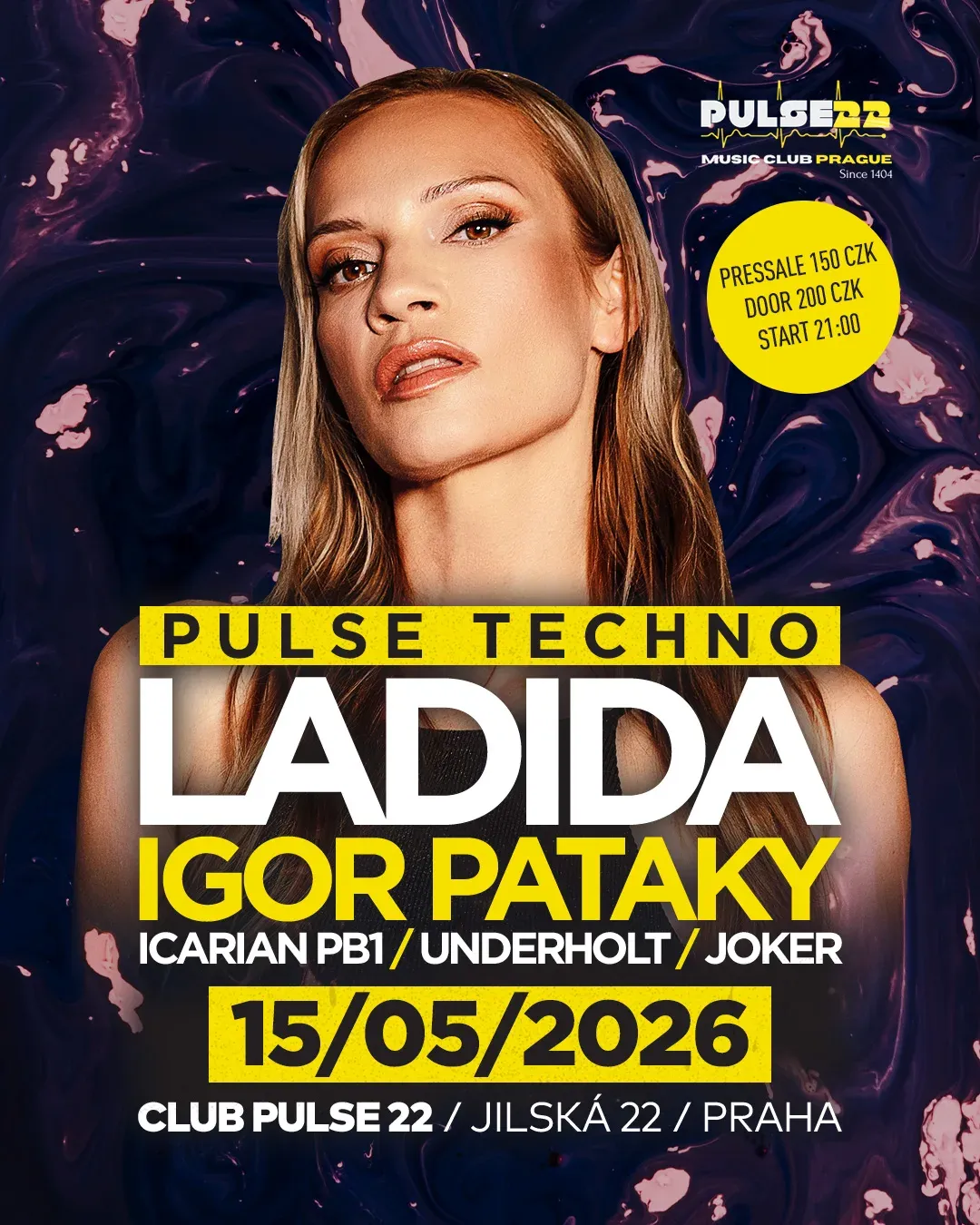 Pulse Techno with Ladida, Igor Pataky, Icarian PB1, Underholt, Joker event poster