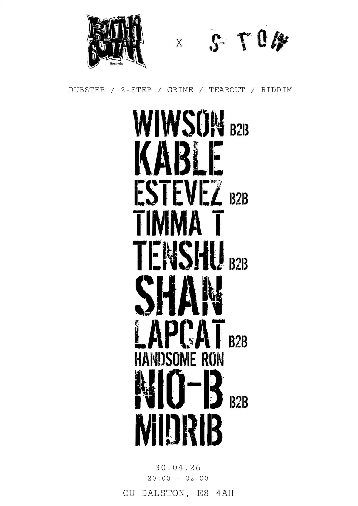 FromThaGuttah x STOW event poster