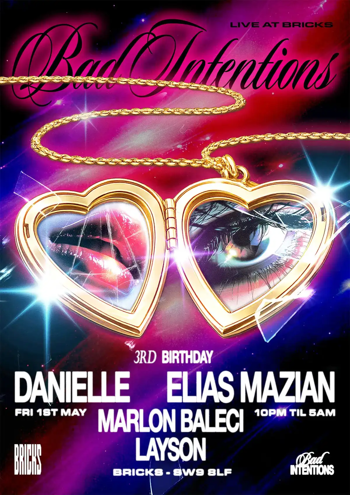 Bad Intentions: Danielle, Elias Mazian, Marlon Baleci, Layson event poster