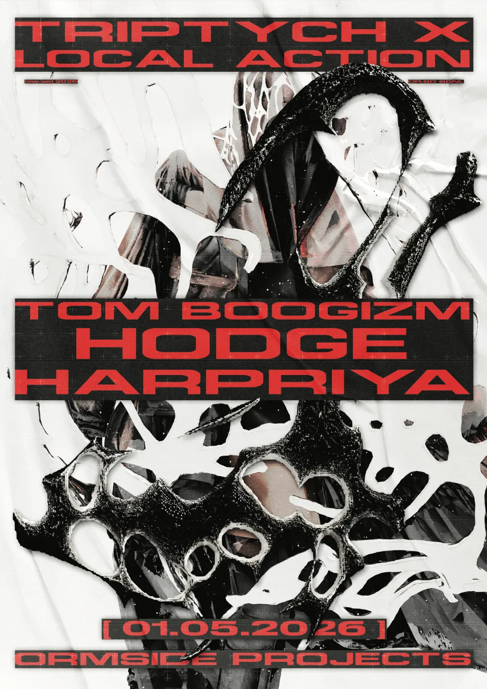 TRIPTYCH X Local Action: Hodge // Tom Boogizm // harpriya event poster