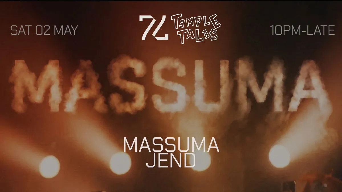 77 X TEMPLE TALES: Massuma & Jend event poster