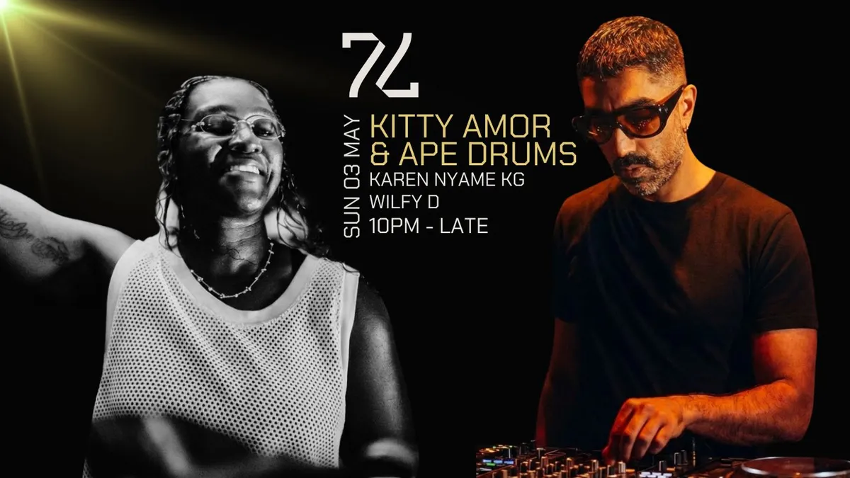 77: Kitty Amor, Ape Drums, Wilfy D, Karen Nyame KG event poster