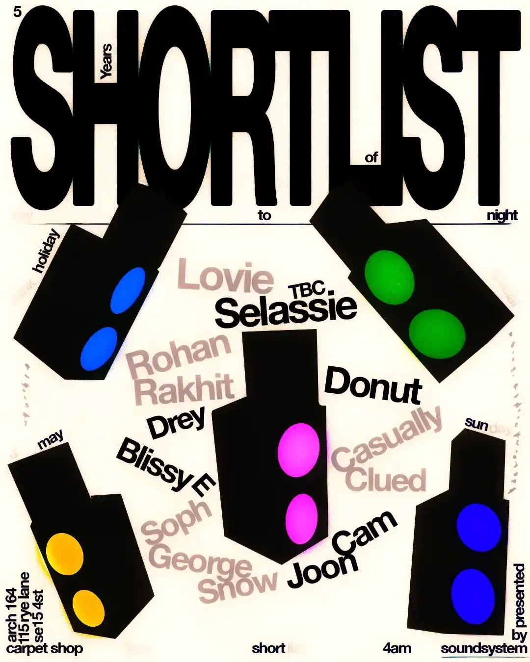shortlist sound system - Bank Holiday Day + Night Special event poster