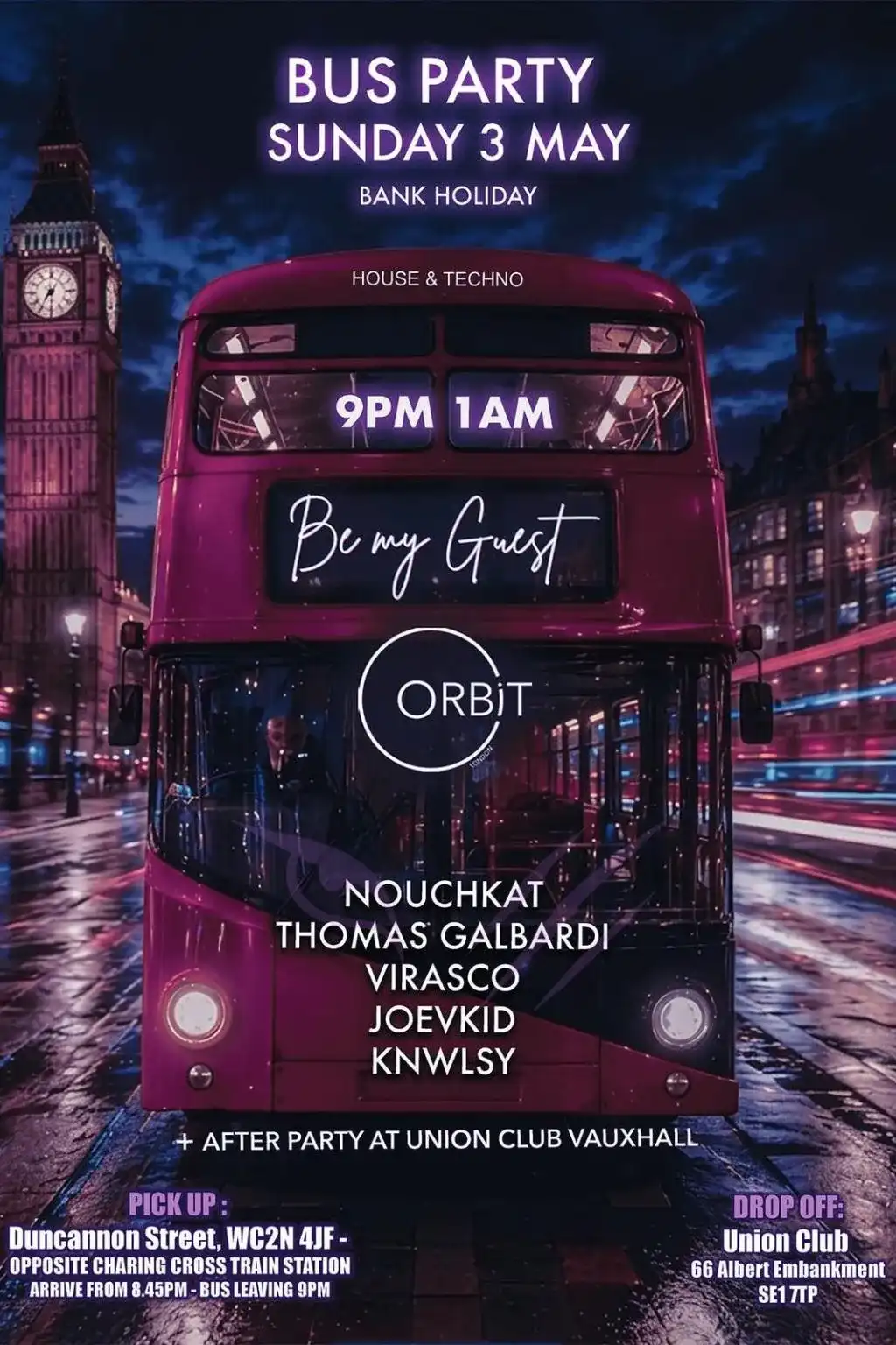 ORBIT X BE MY GUEST IN THE BUS event poster