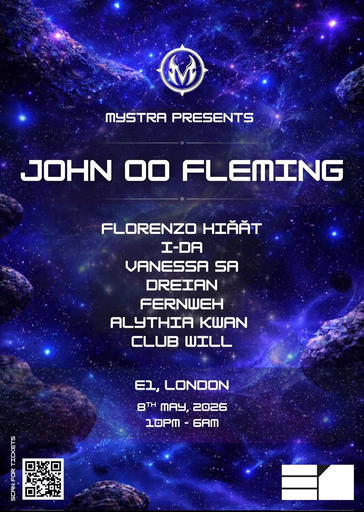 Mystra presents John 00 Fleming event poster
