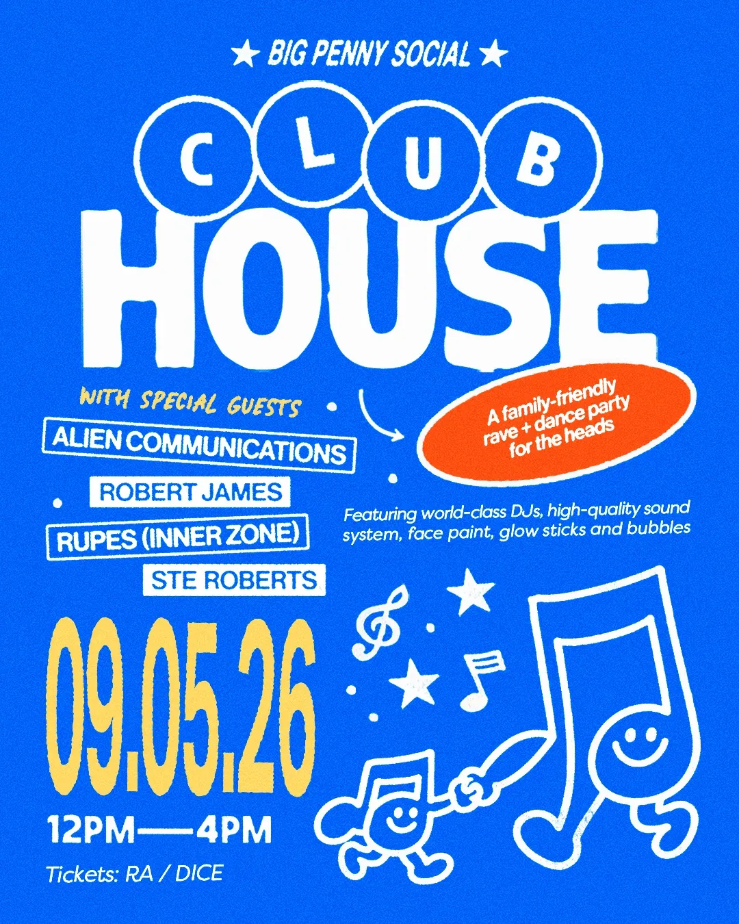 CLUBHOUSE: Family-Friendly Rave & Dance Party event poster