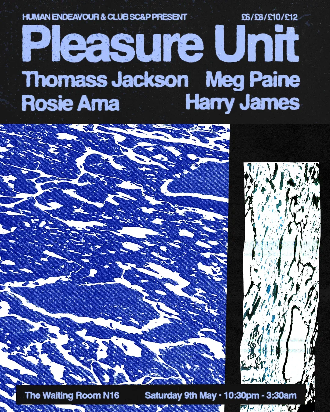 Pleasure Unit: Thomass Jackson, Meg Paine, Rosie Ama, Harry James event poster