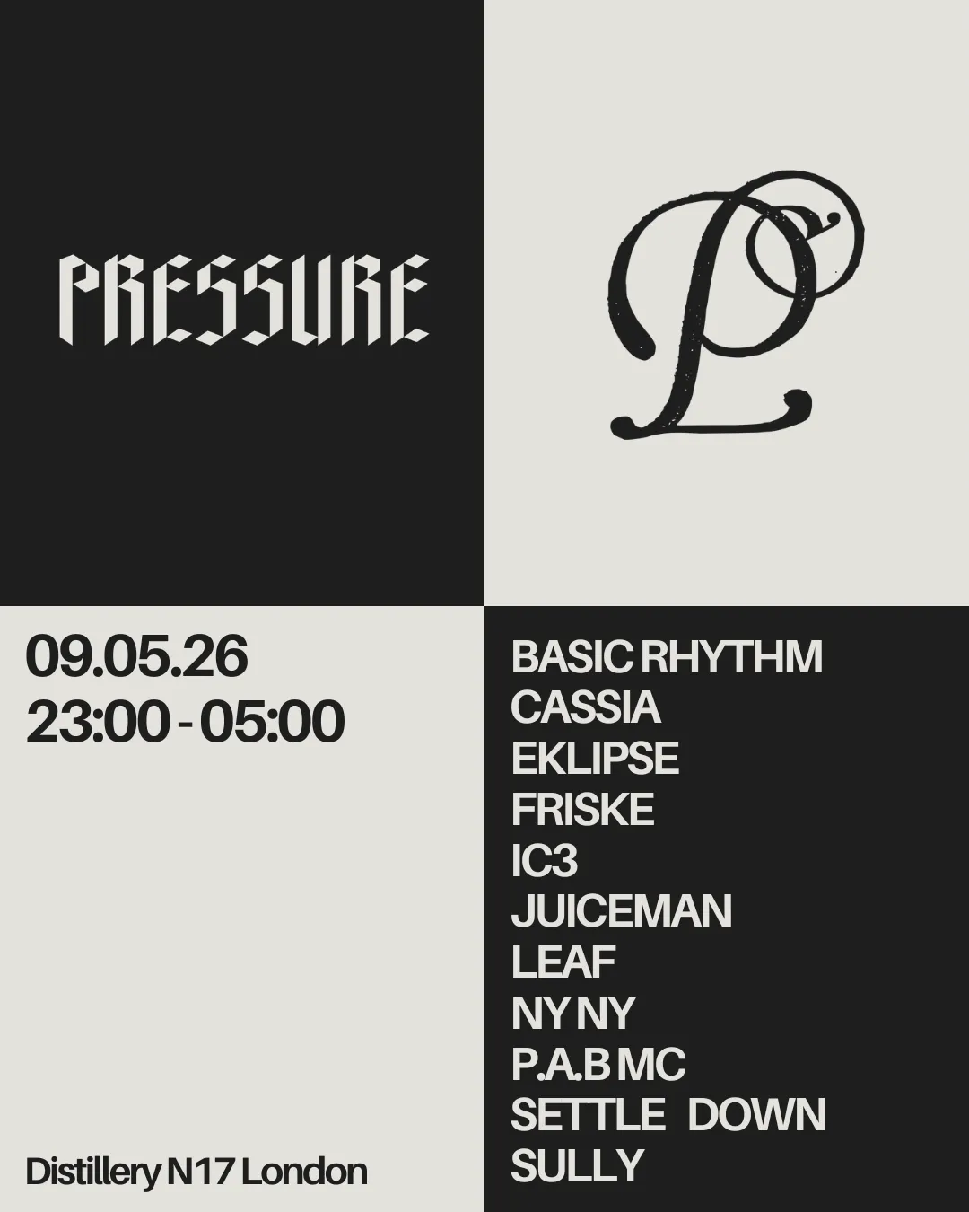 Sully & Basic Rhythm present: Pressure event poster