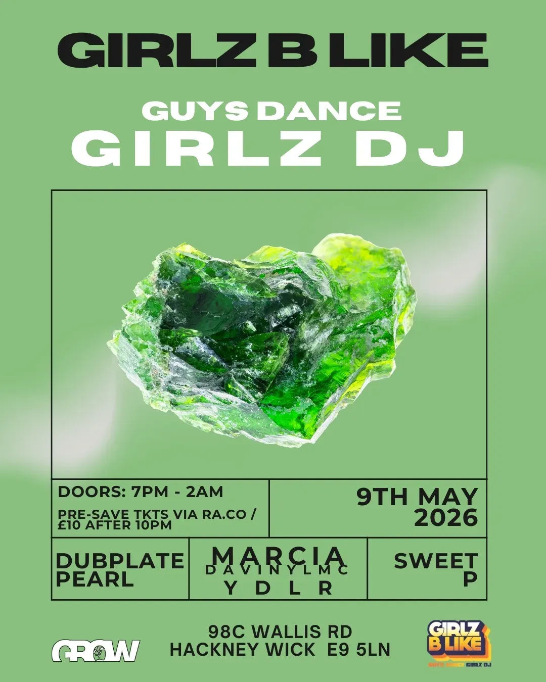 GIRLZ B LIKE: DUBLATE PEARL, MARCIA DAVINYLMC, SWEET P, YDLR event poster