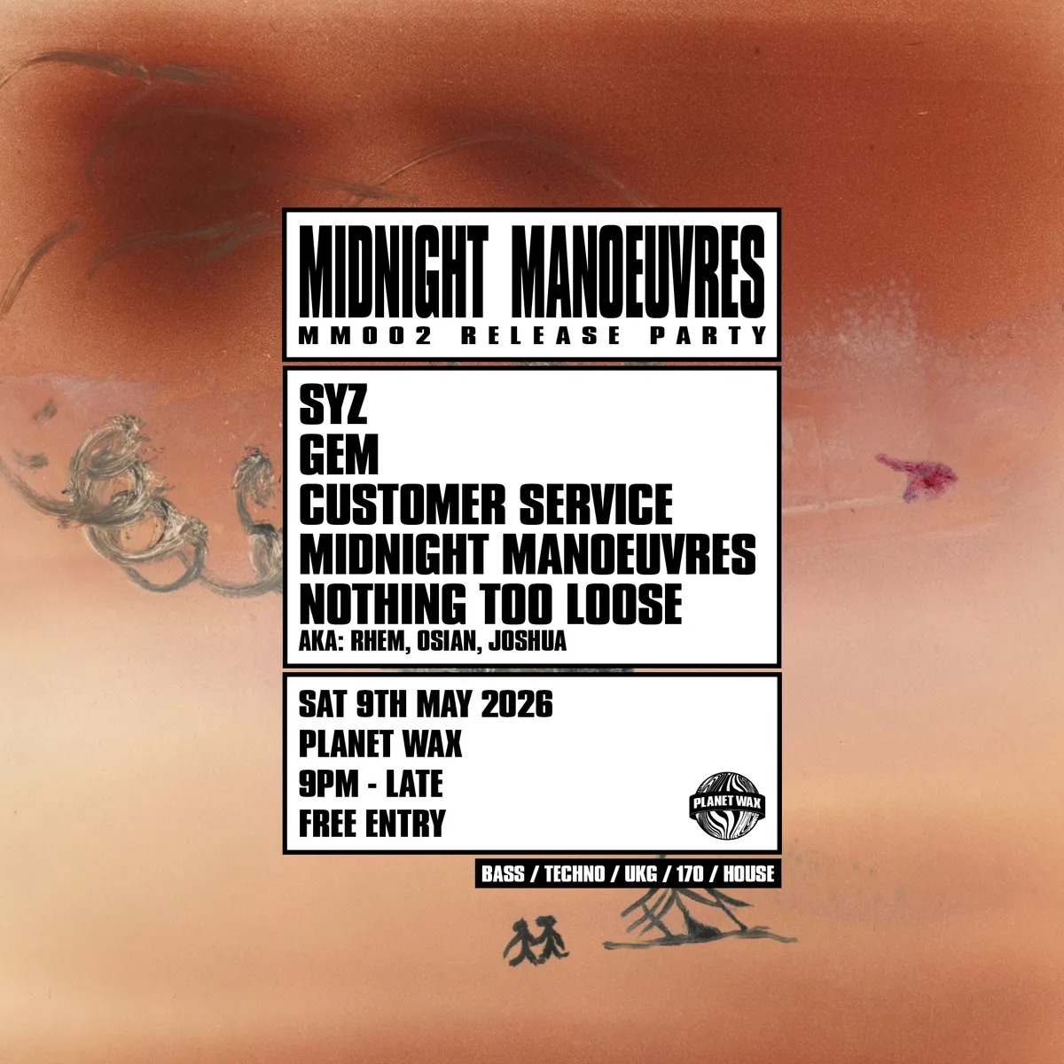 Midnight Manoeuvres - MM002 RELEASE PARTY event poster