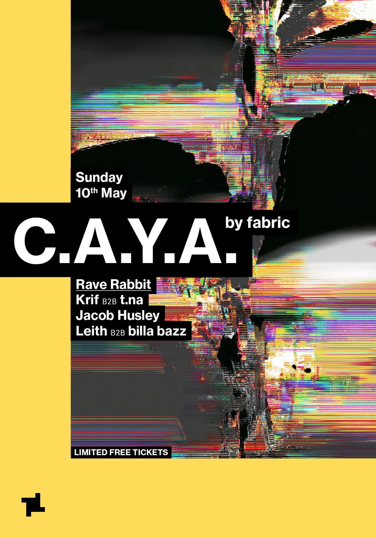 CAYA: Rave Rabbit x ITW - krif B2B t.na, Jacob Husley, Leith B2B Billa Bazz event poster