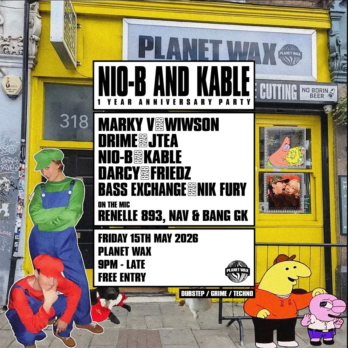 Nio-B and KABLE: 1 year anniversary party event poster