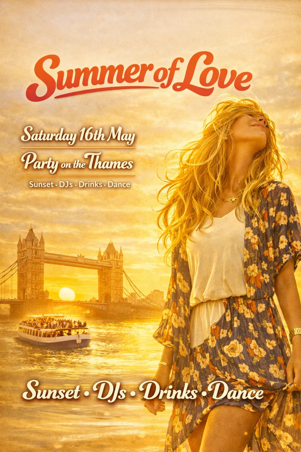 Summer of Love - London party boat + free after party Egg event poster