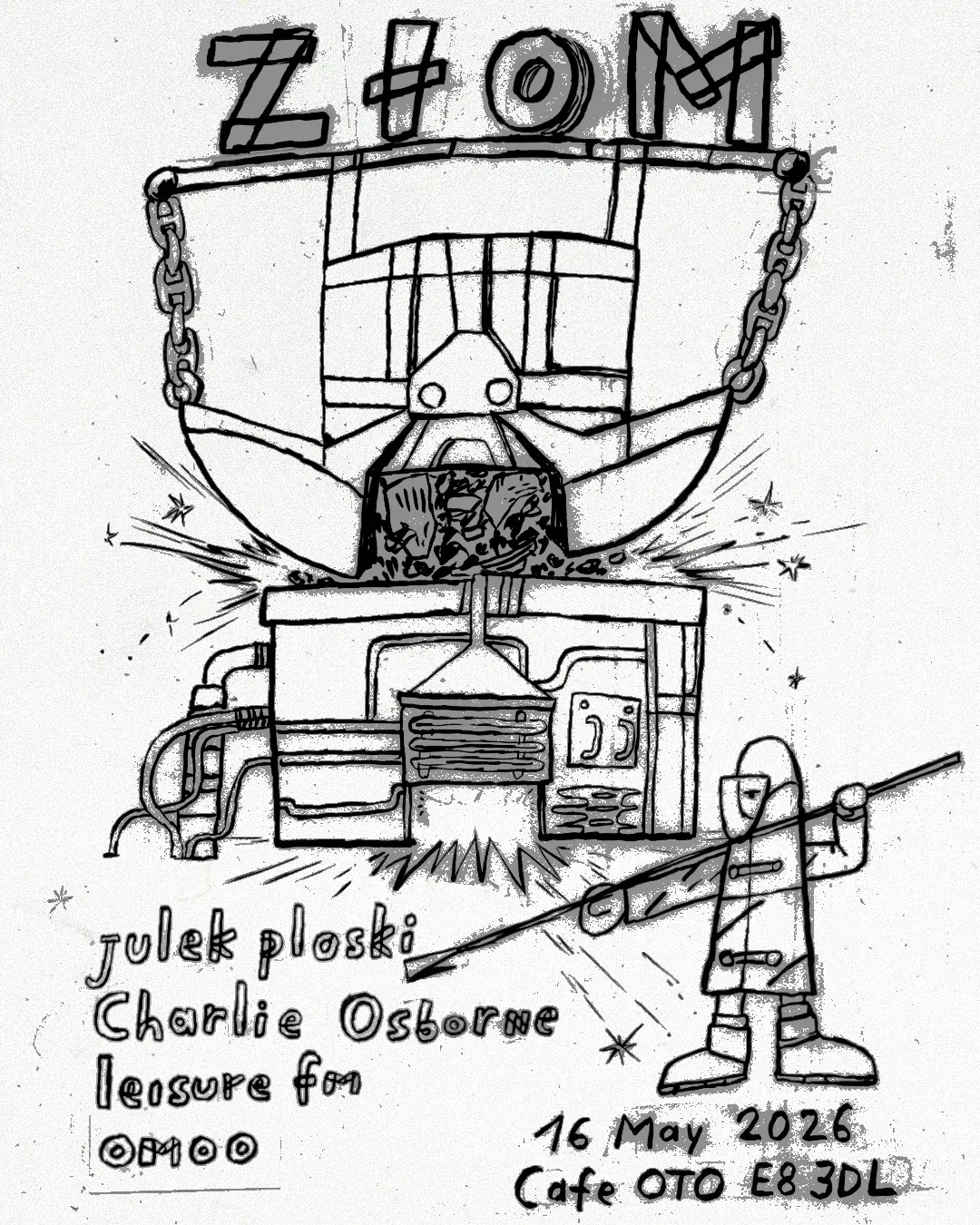 Złom with julek ploski, Charlie Osborne, leisure fm, omoo event poster