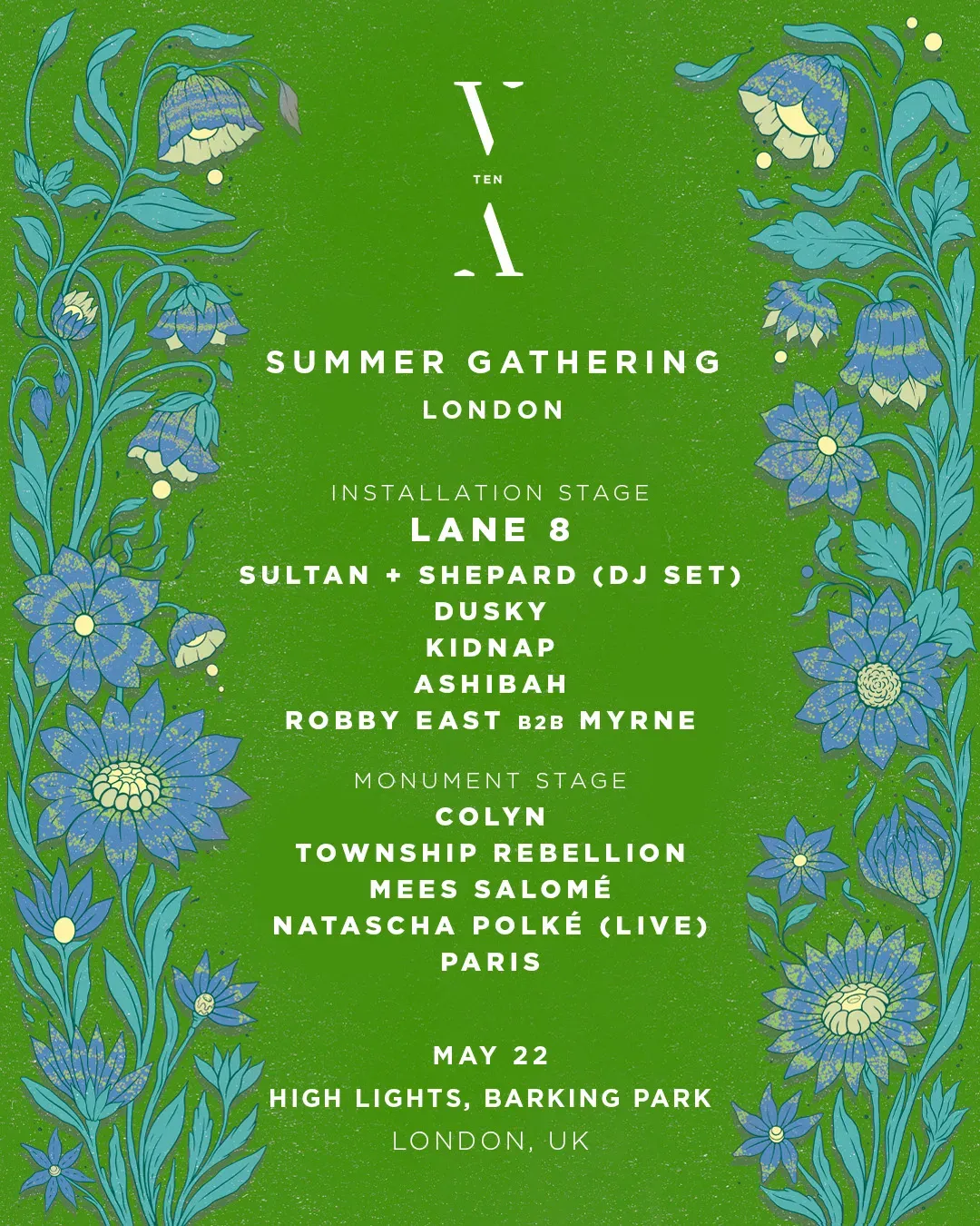 Lane 8 presents TNH TEN - Summer Gathering London event poster