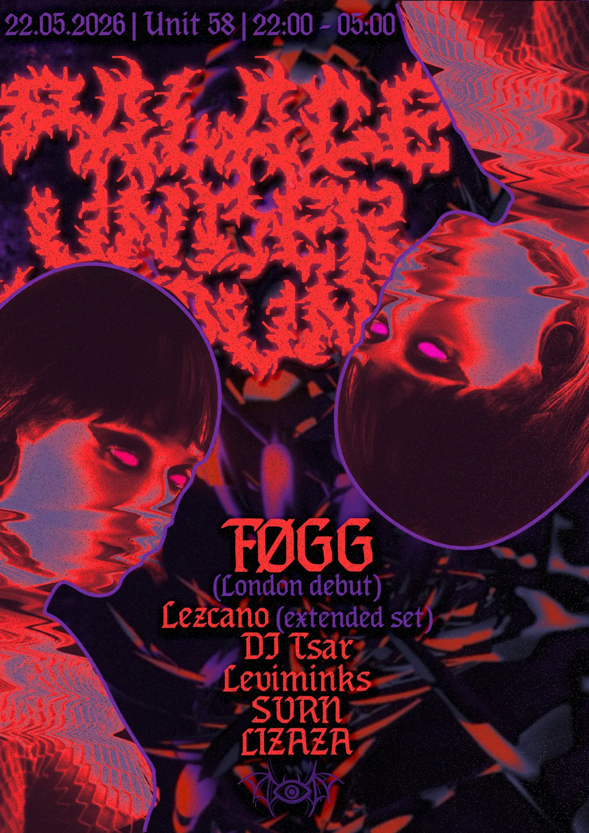 Palace Underground - V - FØGG London Debut // Techno_Industrial_Hard Techno // event poster