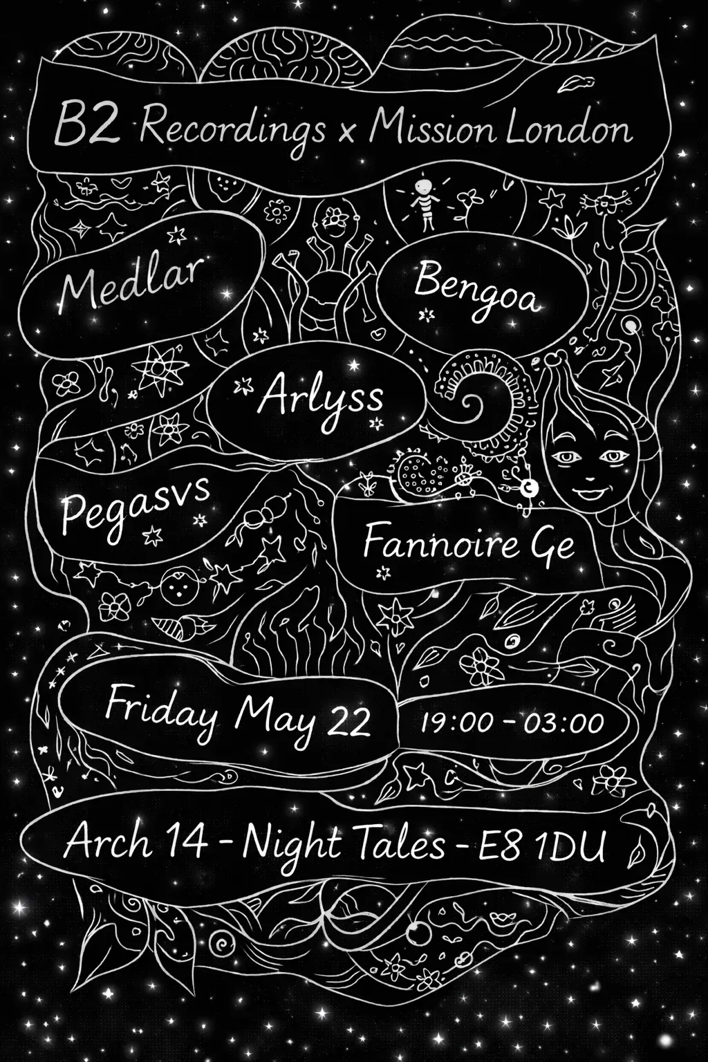 B2 Recordings X Mission London w/ Medlar, Bengoa, ARLYSS, Pegasus, Fannoire Ge event poster