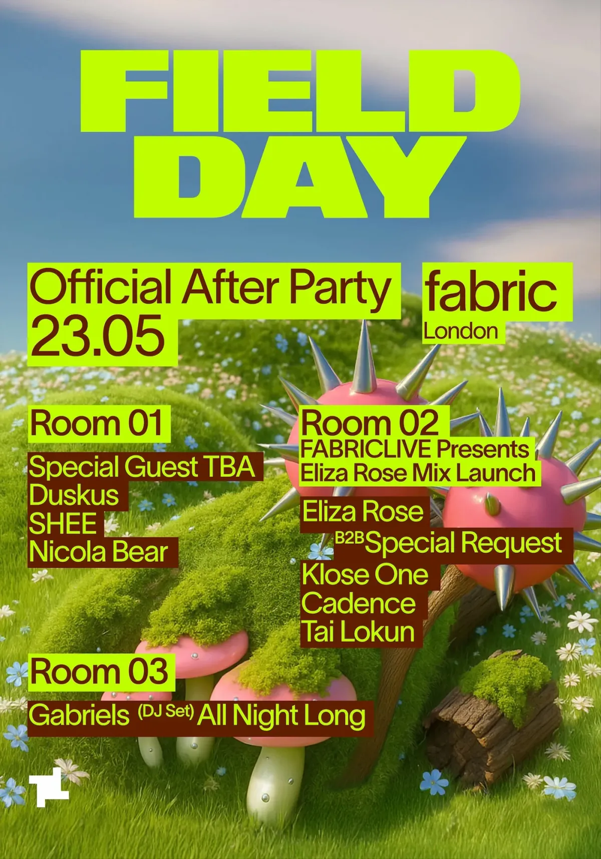 Field Day Afterparty: Special Guest TBA, Eliza Rose B2B Special Request, Duskus + more event poster