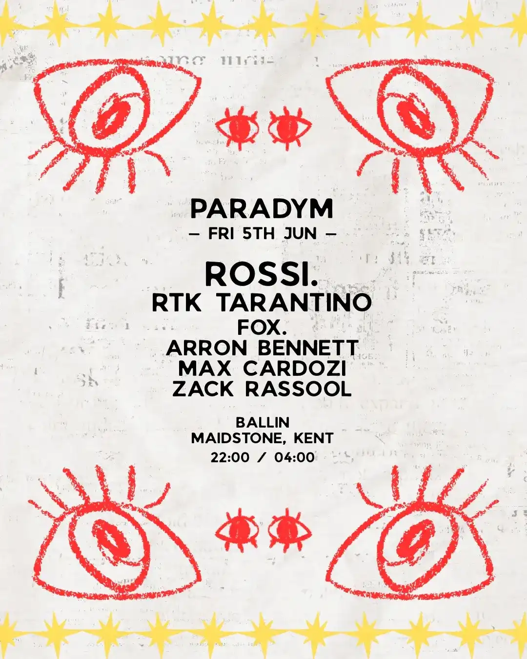 Paradym: Rossi, RTK Tarantino event poster