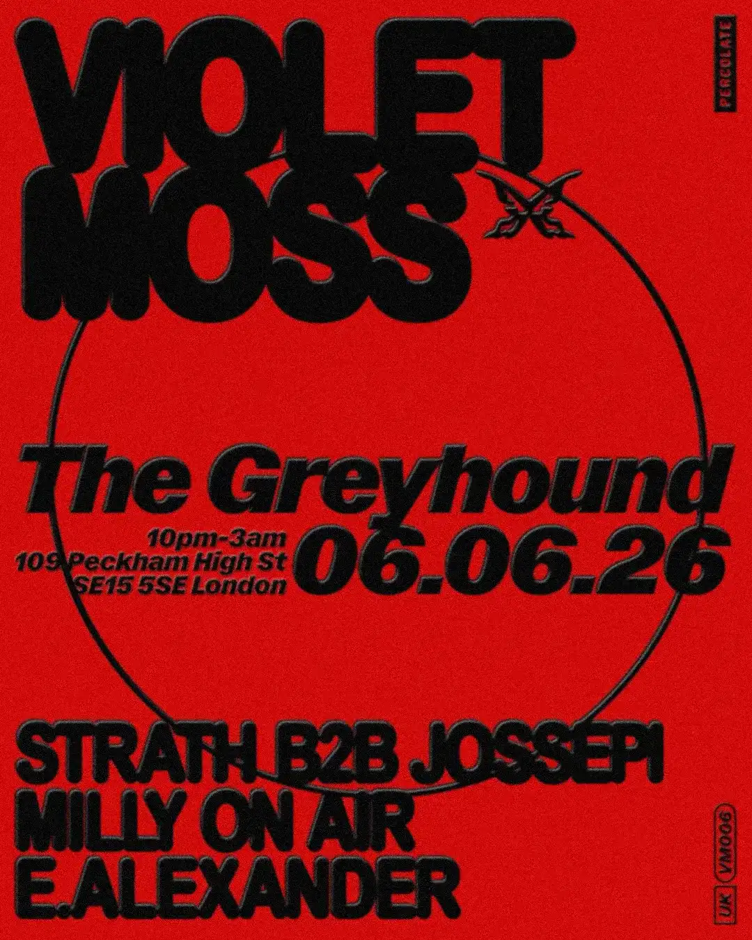 Violet Moss: Strath B2B Jossepi, Milly on Air, E. Alexander event poster