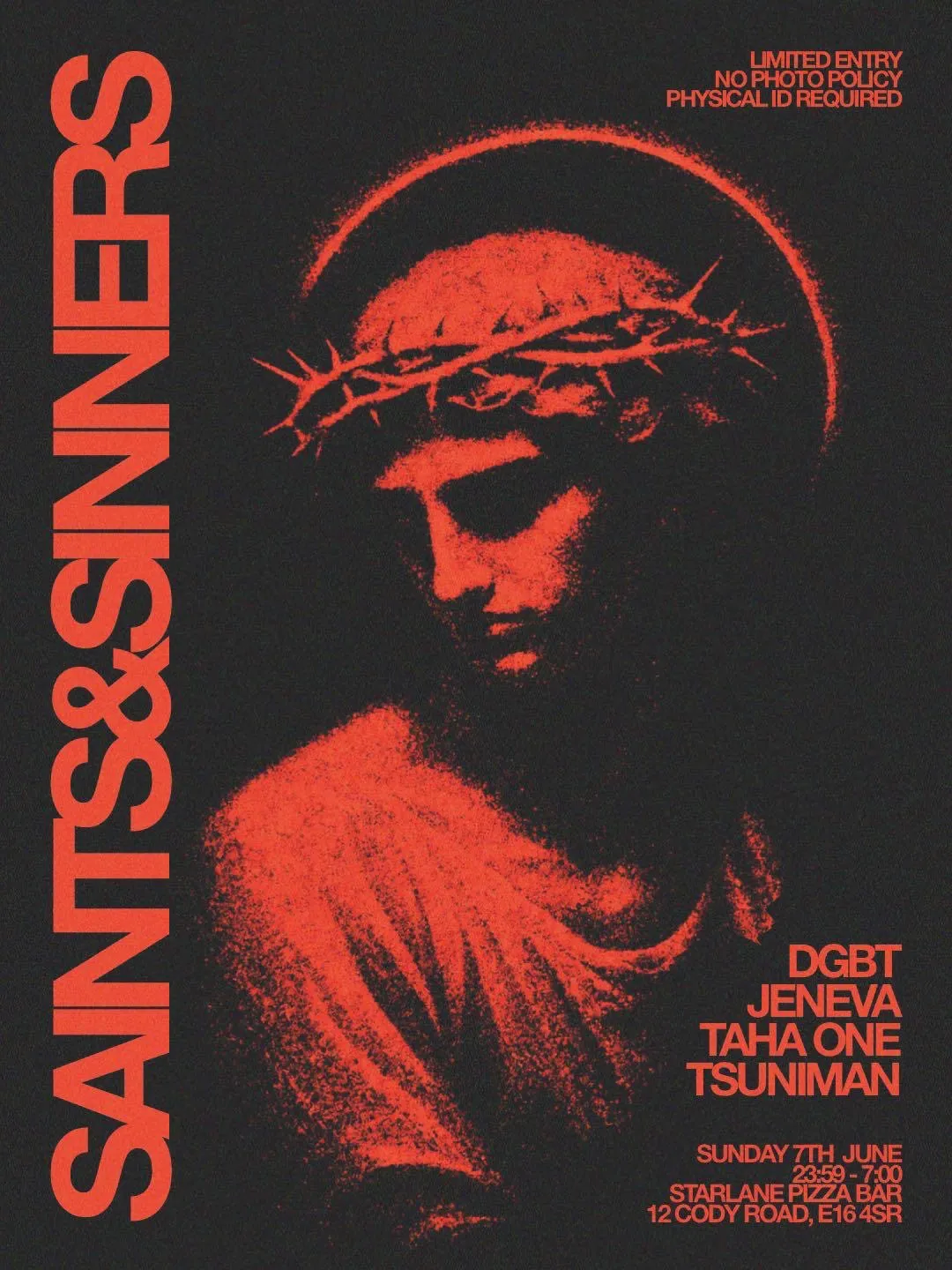 Saints & Sinners with dgbt, Jeneva, TAHA ONE, TSUNIMAN event poster