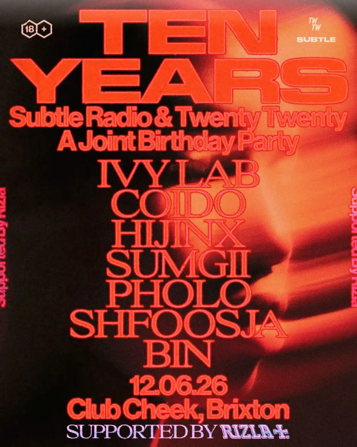 10 Years of Subtle Radio & Twenty Twenty event poster
