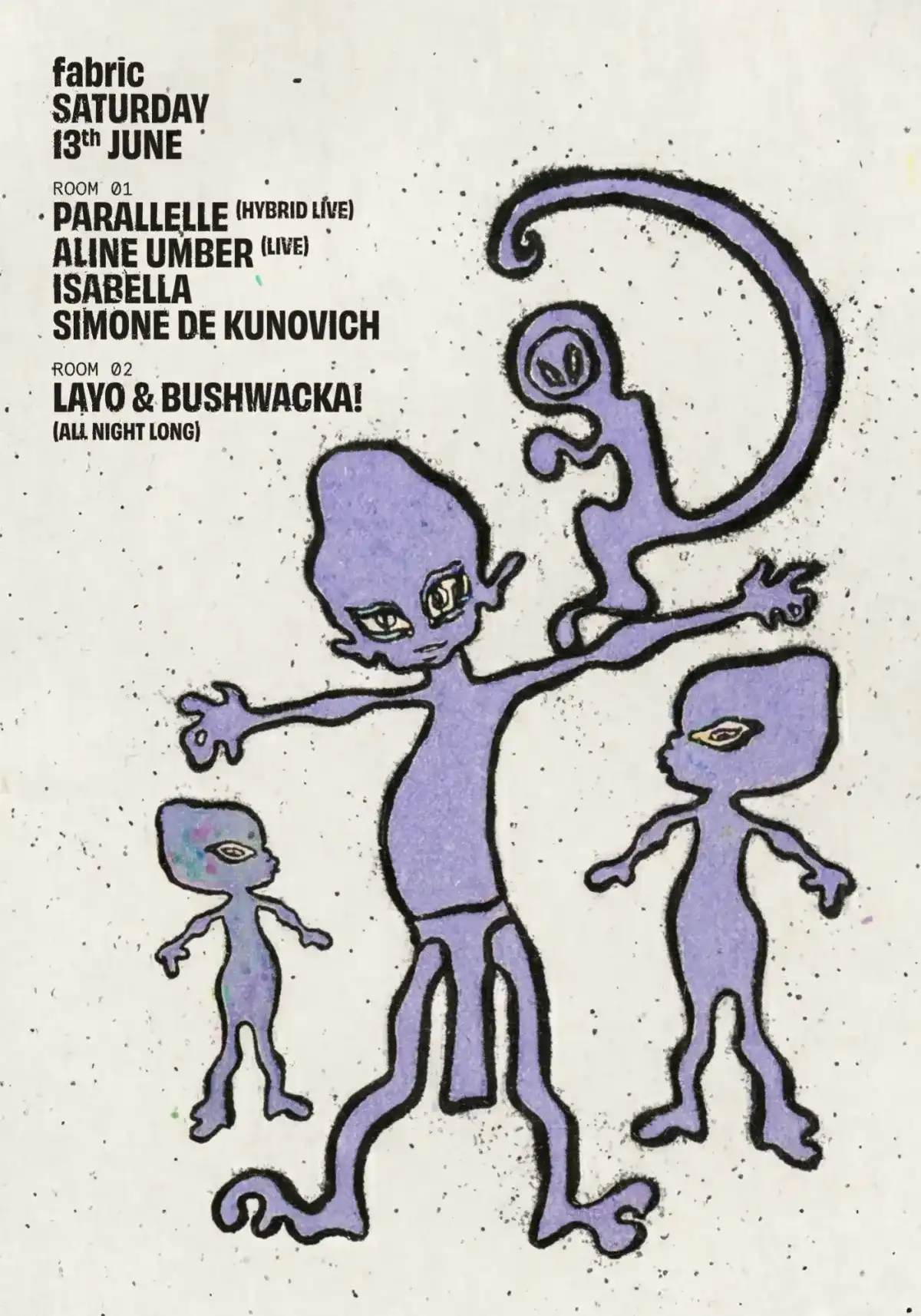 fabric: Parallelle, Layo & Bushwacka, Aline Umber (live), Simone de Kunovich, ISAbella event poster
