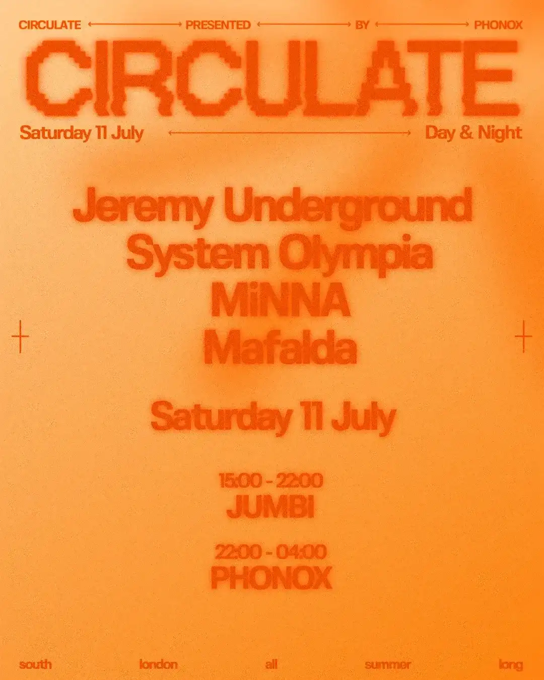 Jumbi Day Party: CIRCULATE with MiNNA, Mafalda + Phonox afterparty event poster