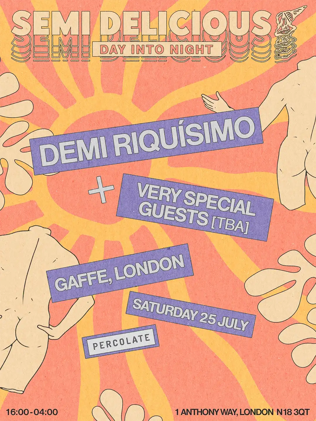 Semi Delicious - Day into Night: Demi Riquisimo, Eden Burns, Aldonna, Lulah Francs & more event poster