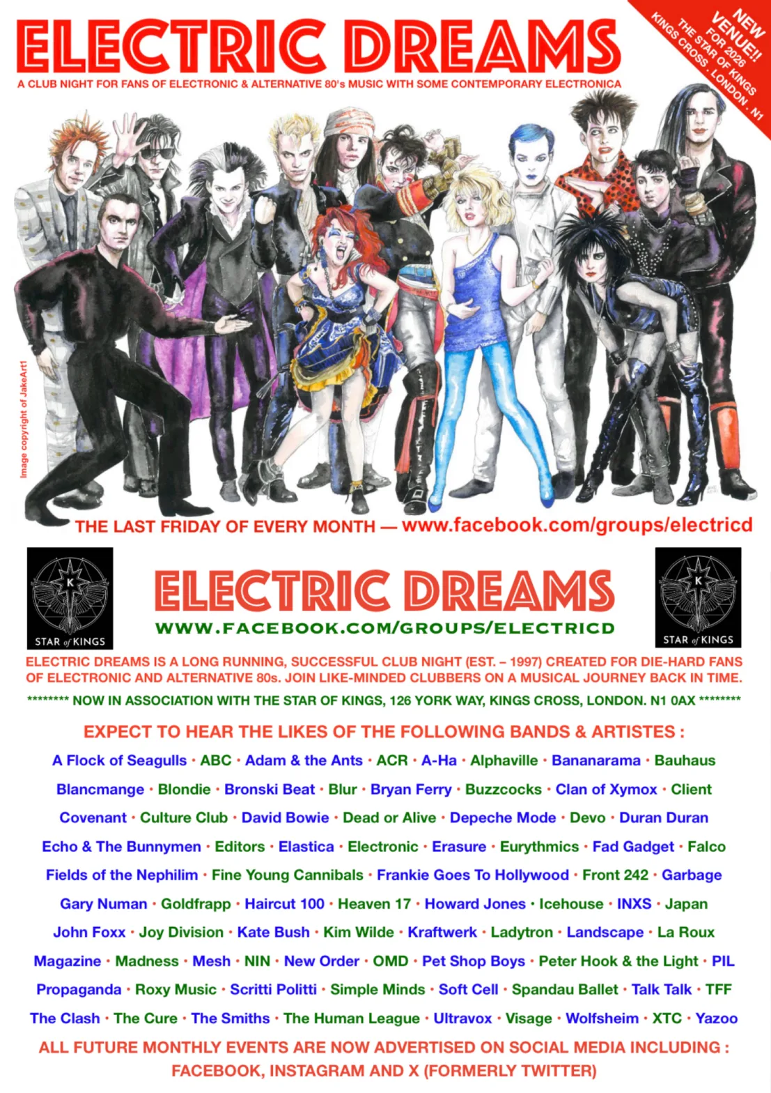 ELECTRIC DREAMS (electronic / alternative music club night) event poster